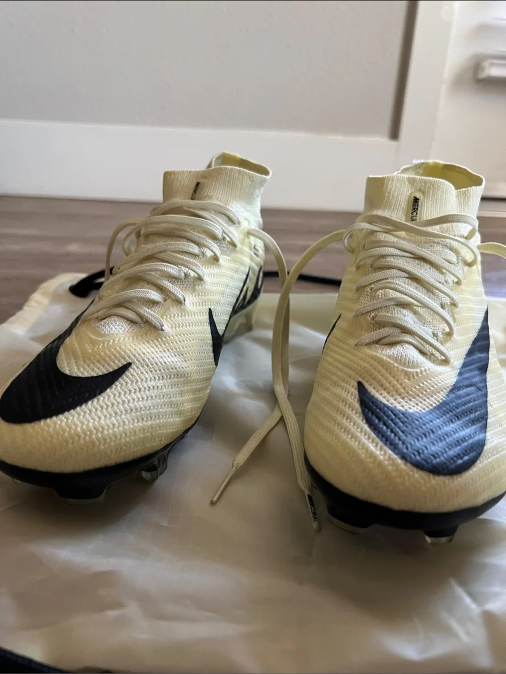 Nike Mercurial Air Zoom Soccer Cleats - Cream/Black